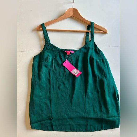 Lilly pulitzer Nadia satin cami / blouse top  in EVERGREEN green size 6 NWT - Picture 5 of 14